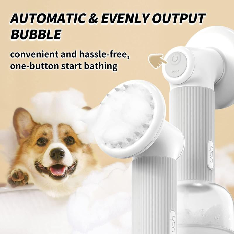 Uahpet Wireless Auto-Foaming Pet Bath Brush with Soap Dispenser - Effortless Lathering for Dogs and Cats