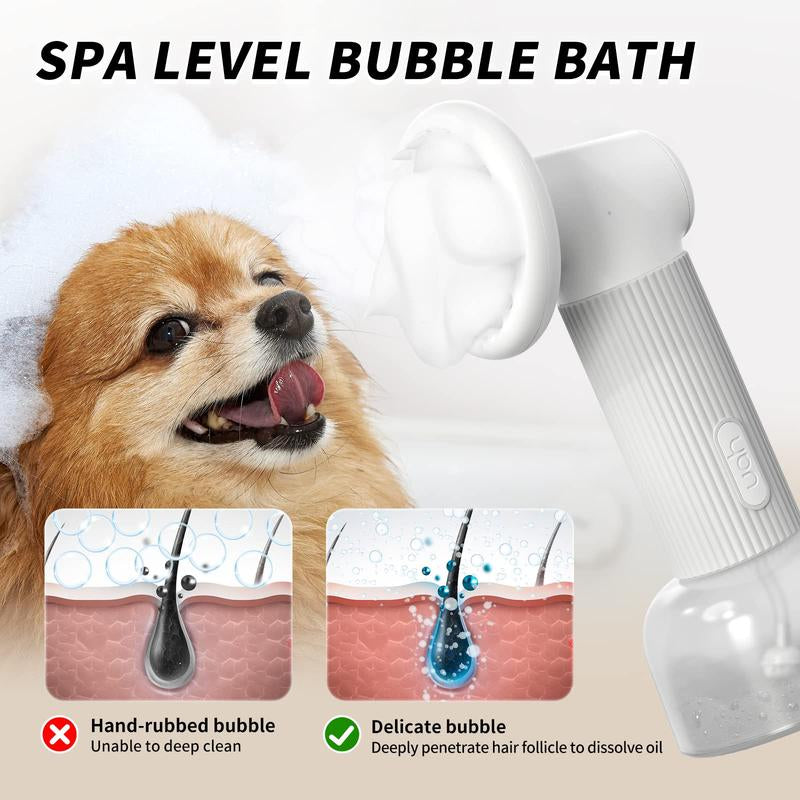 Uahpet Wireless Auto-Foaming Pet Bath Brush with Soap Dispenser - Effortless Lathering for Dogs and Cats