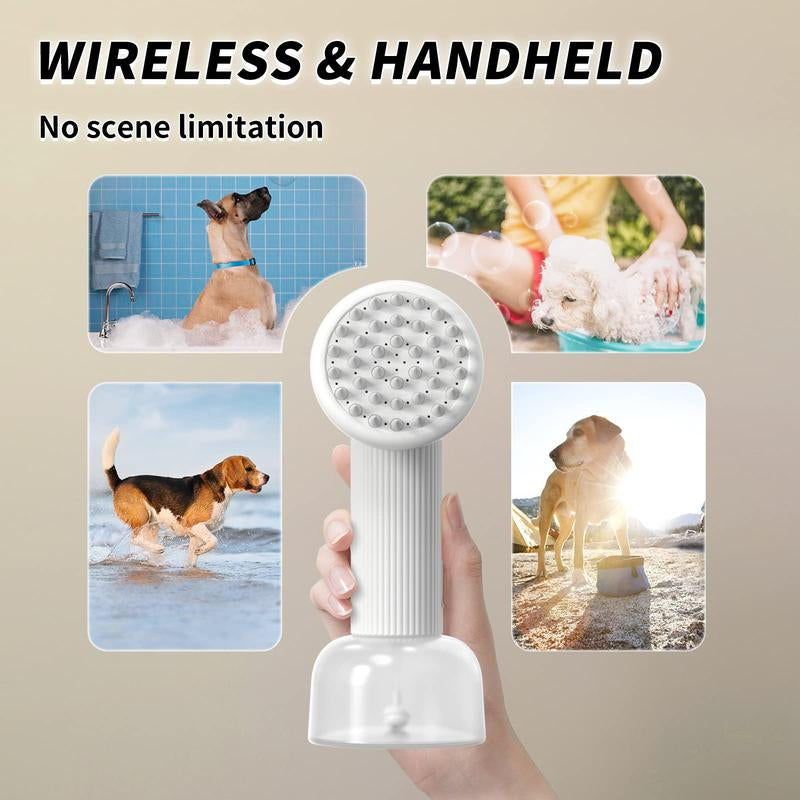 Uahpet Wireless Auto-Foaming Pet Bath Brush with Soap Dispenser - Effortless Lathering for Dogs and Cats