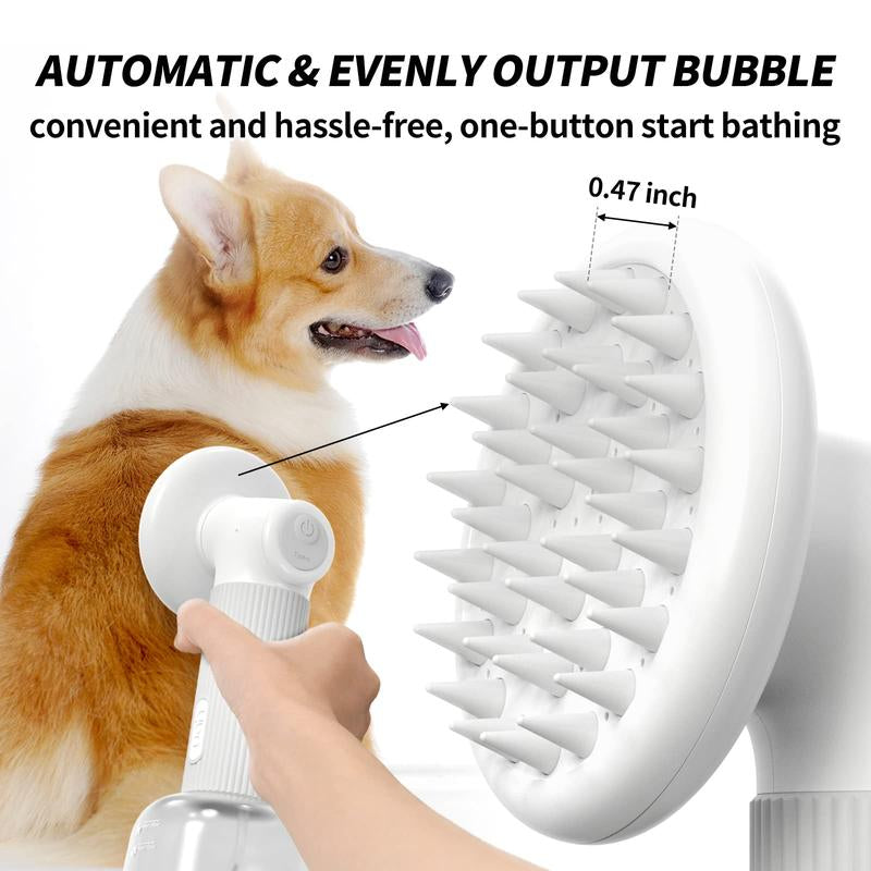 Uahpet Wireless Auto-Foaming Pet Bath Brush with Soap Dispenser - Effortless Lathering for Dogs and Cats