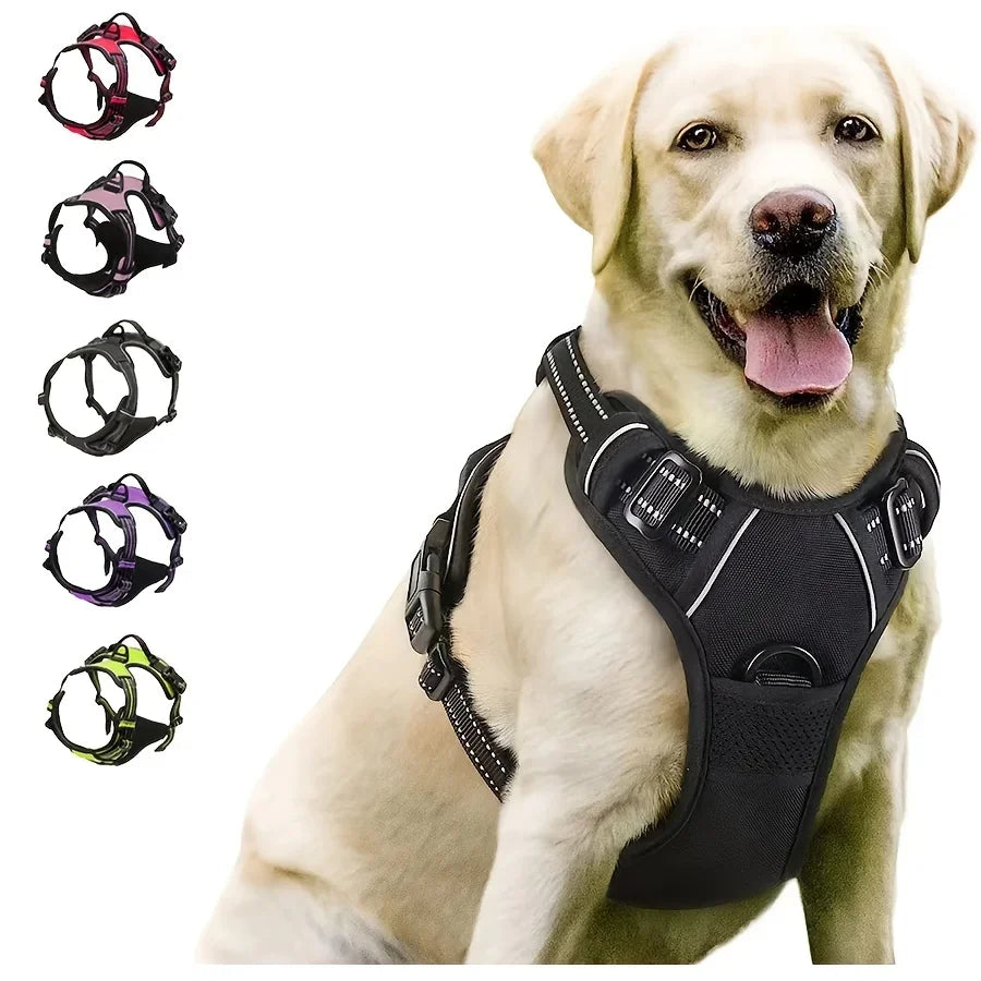 Heavy-Duty Reflective No-Pull Dog Harness with Front Clip and Control Handle 