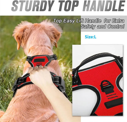 Heavy-Duty Reflective No-Pull Dog Harness with Front Clip and Control Handle 
